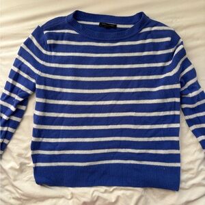 Banana Republic Blue and White Striped Crew Neck Sweater